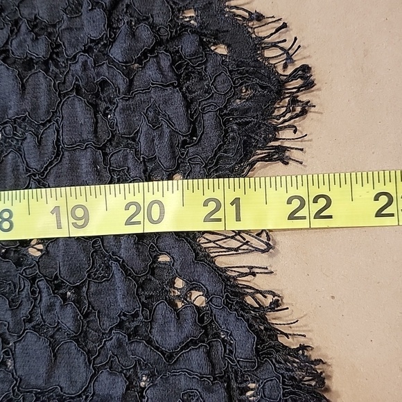 Rafaella Size L Black Lace Overshirt.  Pointed Hem with Frayed Edges. - Picture 8 of 10
